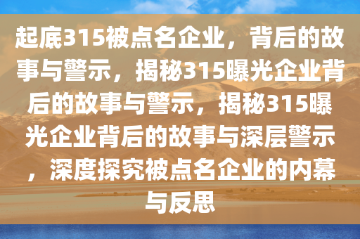 起底315被点名企业，背后的故事与警示，揭秘315曝光企业背后的故事与警示，揭秘315曝光企业背后的故事与深层警示，深度探究被点名企业的内幕与反思