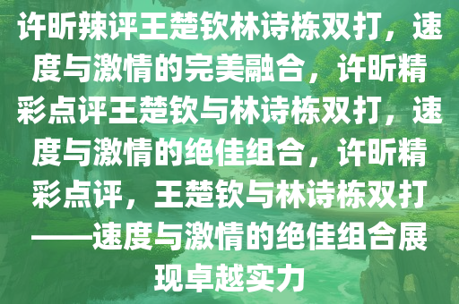 许昕辣评王楚钦林诗栋双打