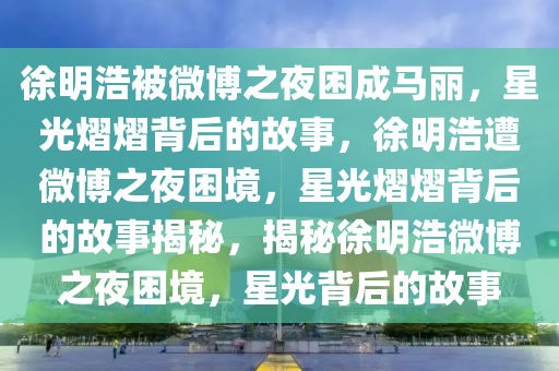 徐明浩被微博之夜困成马丽，星光熠熠背后的故事，徐明浩遭微博之夜困境，星光熠熠背后的故事揭秘，揭秘徐明浩微博之夜困境，星光背后的故事