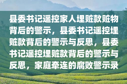 县委书记遥控家人埋赃款赃物背后的警示，县委书记遥控埋赃款背后的警示与反思，县委书记遥控埋赃款背后的警示与反思，家庭牵连的腐败警示录