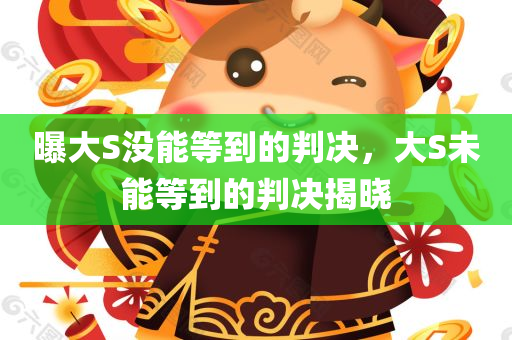 曝大S没能等到的判决，大S未能等到的判决揭晓