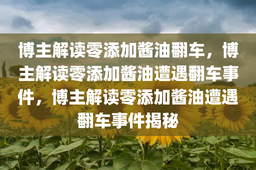 博主解读零添加酱油翻车，博主解读零添加酱油遭遇翻车事件，博主解读零添加酱油遭遇翻车事件揭秘