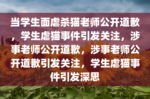 当学生面虐杀猫老师公开道歉，学生虐猫事件引发关注，涉事老师公开道歉，涉事老师公开道歉引发关注，学生虐猫事件引发深思