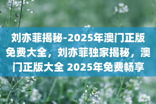 刘亦菲揭秘-2025年澳门正版免费大全，刘亦菲独家揭秘，澳门正版大全 2025年免费畅享，独家揭秘，刘亦菲澳门正版大全 2025年免费畅享澳门风采