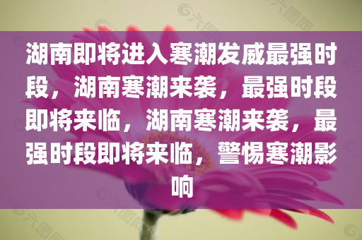 湖南即将进入寒潮发威最强时段，湖南寒潮来袭，最强时段即将来临，湖南寒潮来袭，最强时段即将来临，警惕寒潮影响