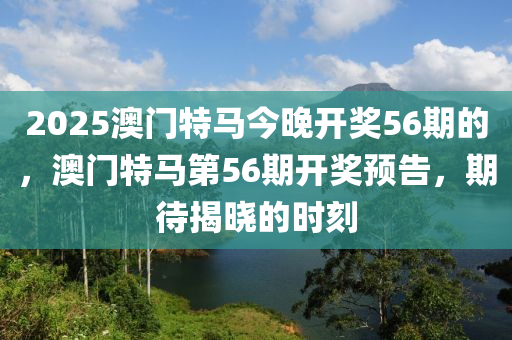 2025澳门特马今晚开奖56期的，澳门特马第56期开奖预告，期待揭晓的时刻，澳门特马第56期开奖预告，期待揭晓时刻，2025今晚开奖在即