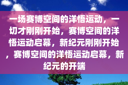 一场赛博空间的洋悟运动，一切才刚刚开始，赛博空间的洋悟运动启幕，新纪元刚刚开始，赛博空间的洋悟运动启幕，新纪元的开端