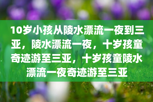 10岁小孩从陵水漂流一夜到三亚，陵水漂流一夜，十岁孩童奇迹游至三亚，十岁孩童陵水漂流一夜奇迹游至三亚