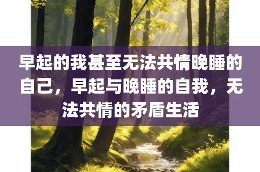早起的我甚至无法共情晚睡的自己，早起与晚睡的自我，无法共情的矛盾生活