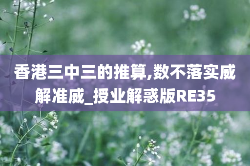 香港三中三的推算,数不落实威解准威_授业解惑版RE35
