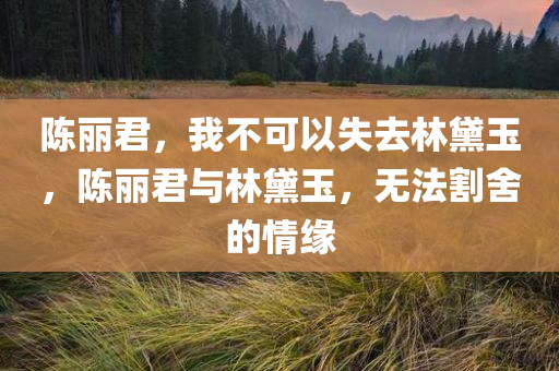 陈丽君，我不可以失去林黛玉，陈丽君与林黛玉，无法割舍的情缘