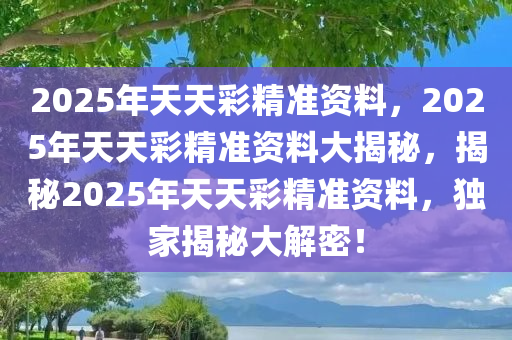 2025年天天彩精准资料，2025年天天彩精准资料大揭秘，揭秘2025年天天彩精准资料，独家揭秘大解密！