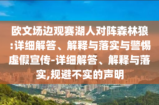 歐文場邊觀賽湖人對陣森林狼:詳細解答、解釋與落實與警惕虛假宣傳-詳細解答、解釋與落實,規(guī)避不實的聲明