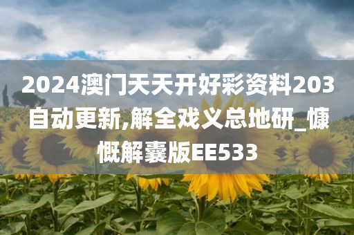 2024澳门天天开好彩资料203自动更新,解全戏义总地研_慷慨解囊版EE533