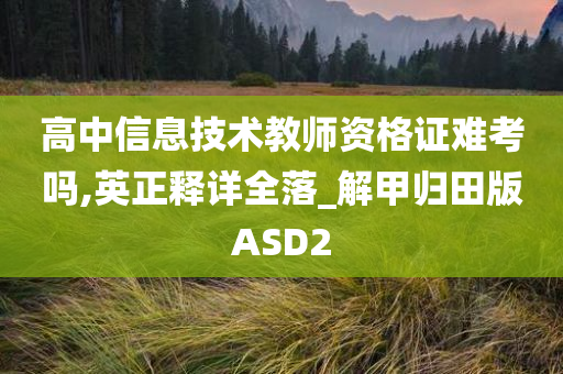 高中信息技术教师资格证难考吗,英正释详全落_解甲归田版ASD2