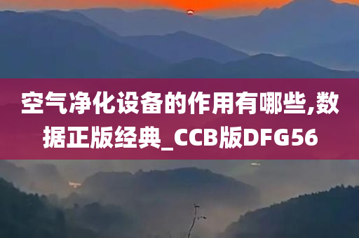 空气净化设备的作用有哪些,数据正版经典_CCB版DFG56