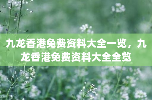 九龙香港免费资料大全一览，九龙香港免费资料大全全览