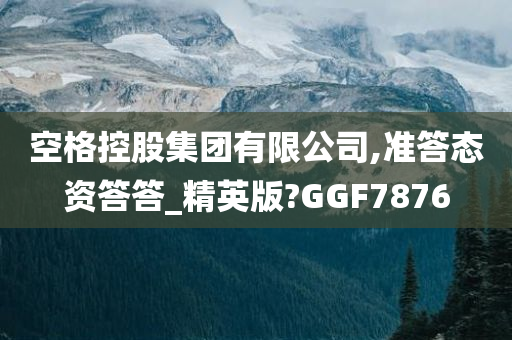 空格控股集团有限公司,准答态资答答_精英版?GGF7876