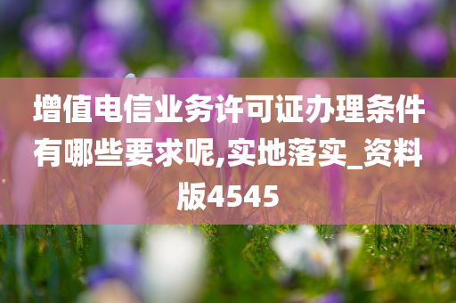 增值电信业务许可证办理条件有哪些要求呢,实地落实_资料版4545