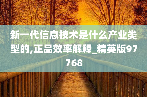 新一代信息技术是什么产业类型的,正品效率解释_精英版97768