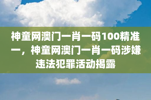 神童网澳门一肖一码100精准一