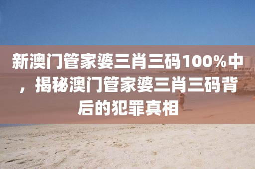 新澳门管家婆三肖三码100%中，揭秘澳门管家婆三肖三码背后的犯罪真相