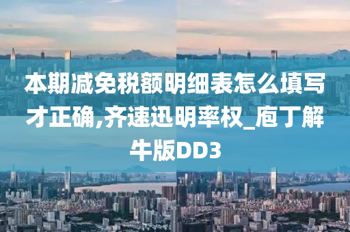 本期减免税额明细表怎么填写才正确,齐速迅明率权_庖丁解牛版DD3