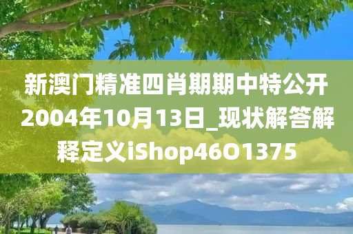 新澳门精准四肖期期中特公开2004年10月13日_现状解答解释定义iShop46O1375