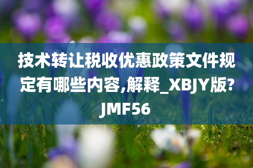 技术转让税收优惠政策文件规定有哪些内容,解释_XBJY版?JMF56