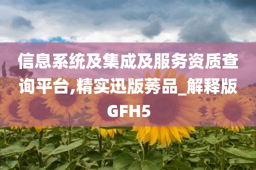 信息系统及集成及服务资质查询平台,精实迅版莠品_解释版GFH5