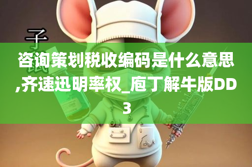 咨询策划税收编码是什么意思,齐速迅明率权_庖丁解牛版DD3