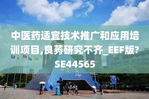 中医药适宜技术推广和应用培训项目,良莠研究不齐_EEF版?SE44565