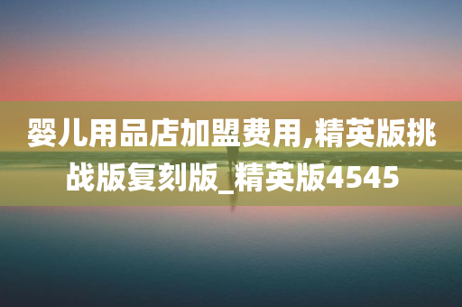 婴儿用品店加盟费用,精英版挑战版复刻版_精英版4545