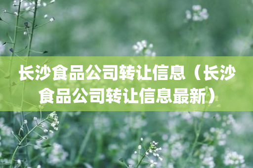 长沙食品公司转让信息（长沙食品公司转让信息最新）