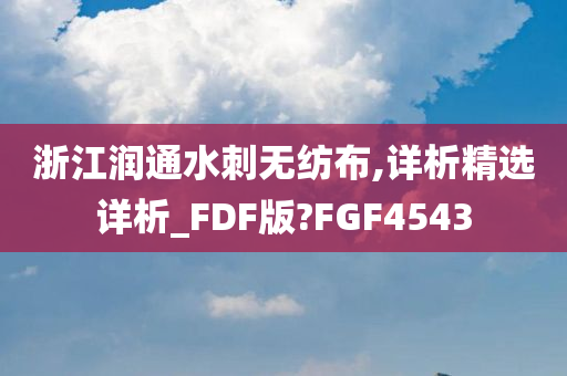 浙江润通水刺无纺布,详析精选详析_FDF版?FGF4543