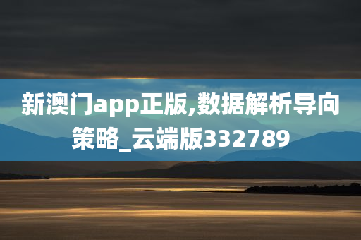 新澳门app正版,数据解析导向策略_云端版332789