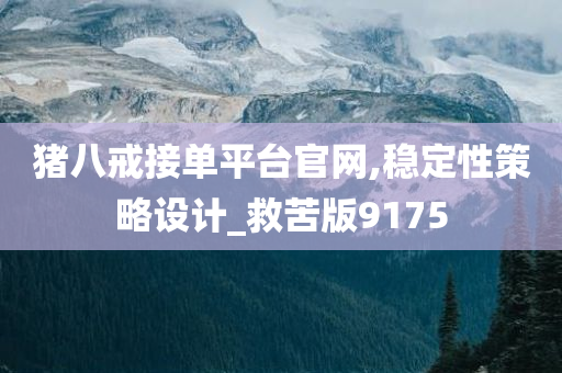 猪八戒接单平台官网,稳定性策略设计_救苦版9175