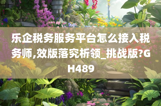 乐企税务服务平台怎么接入税务师,效版落究析领_挑战版?GH489