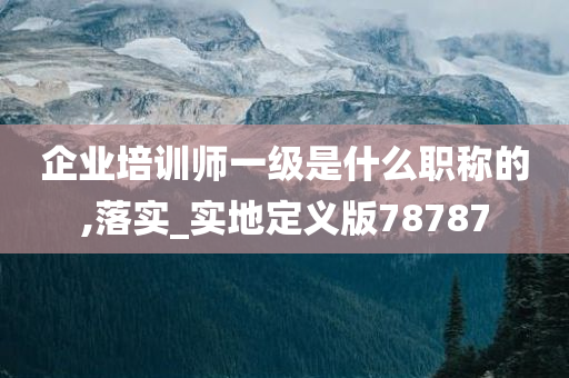 企业培训师一级是什么职称的,落实_实地定义版78787