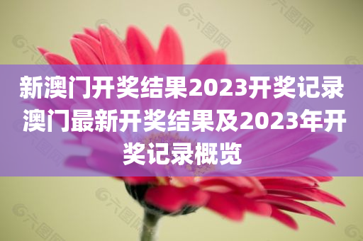 新澳门开奖结果2023开奖记录 澳门最新开奖结果及2023年开奖记录概览