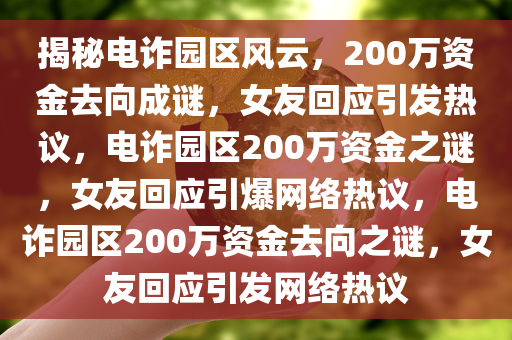 揭秘电诈园区风云，200万资金去向成谜，女友回应引发热议，电诈园区200万资金之今晚必出三肖2025_2025新澳门精准免费提供·精确判断谜，女友回应引爆网络热议，电诈园区200万资金去向之谜，女友回应引发网络热议