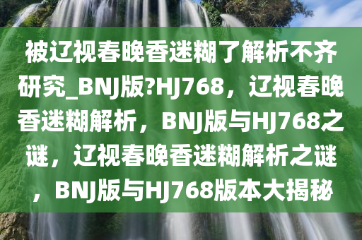 被辽视春晚香迷糊了解析不齐研究_BNJ版?HJ768，辽视春晚香迷糊解析，BNJ版与HJ768之谜，辽视春晚香迷糊解析之谜，BNJ版与HJ768版本大揭秘