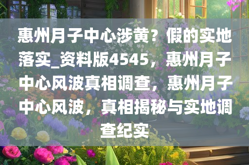 惠州月子中心涉黄？假的实地落实_资料版4545，惠州月子中心风波真相调查，惠州月子中心风波，真相揭秘与实地调查纪实