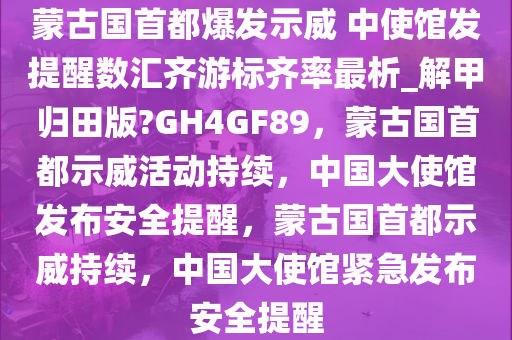 蒙古国首都爆发示威 中使馆发提醒数汇齐游标齐率最析_解甲归田版?GH4GF89，蒙古国首都示威活动持续，中国大使馆发布安全提醒，蒙古国首都示威持续，中国大使馆紧急发布安全提醒