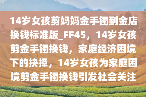 14岁女孩剪妈妈金手镯到金店换钱标准版_FF45，14岁女孩剪金手镯换钱，家庭经济困境下的抉择，14岁女孩为家庭困境剪金手镯换钱引发社会关注