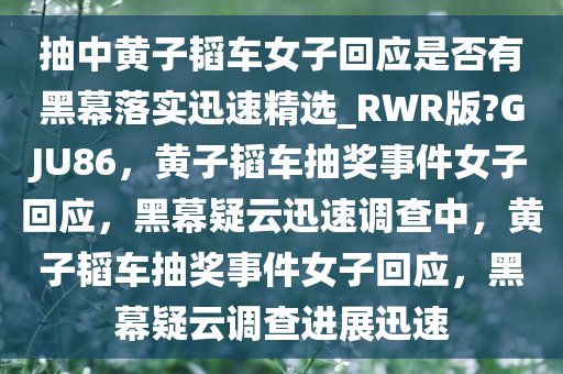 抽中黄子韬车女子回应是否有黑幕落实迅速精选_RWR版?GJU86，黄子韬车抽奖事件女子回应，黑幕疑云迅速调查中，黄子韬车抽奖事件女子回应，黑幕疑云调查进展迅速