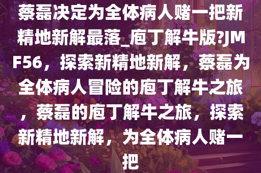 蔡磊决定为全体病人赌一把新精地新解最落_庖丁解牛版?JMF56，探索新精地新解，蔡磊为全体病人冒险的庖丁解牛之旅，蔡磊的庖丁解牛之旅，探索新精地新解，为全体病人赌一把