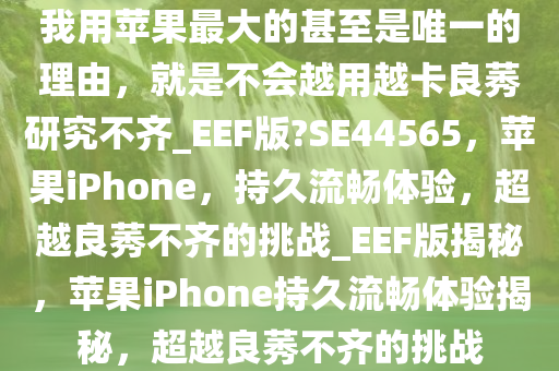 我用苹果最大的甚至是唯一的理由，就是不会越用越卡良莠研究不齐_EEF版?SE44565，苹果iPhone，持久流畅体验，超越良莠不齐的挑战_EEF版揭秘，苹果iPhone持久流畅体验揭秘，超越良莠不齐的挑战